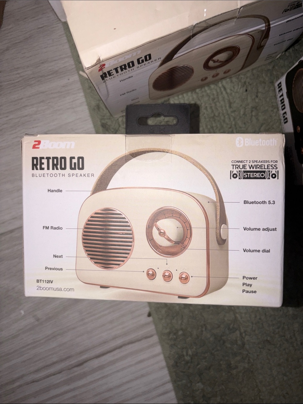 RETRO GO Cream Bluetooth Portable Speaker